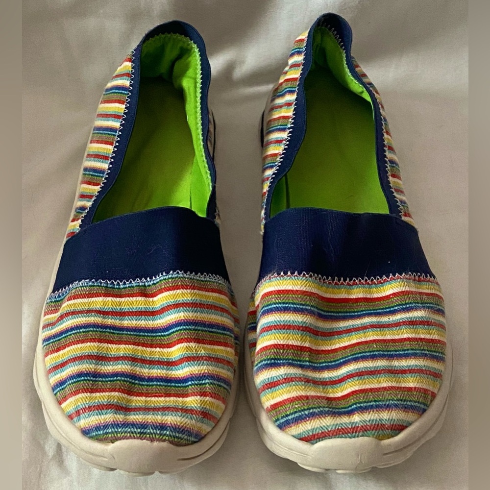 Lands End Multicolored Slip On Shoes Womens 9B Memory Foam Comfy Flats
